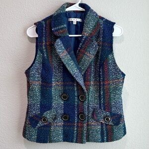 CAbi Blue Plaid Vest